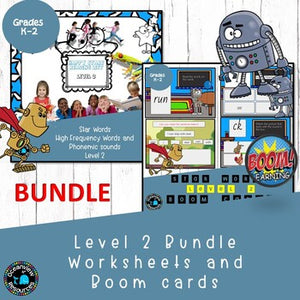 High Frequency words and Phonics bundle Set 2 - Boom cards and worksheets