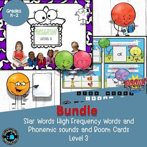 High Frequency words and Phonics bundle Set 3- Boom cards and worksheets BUNDLE