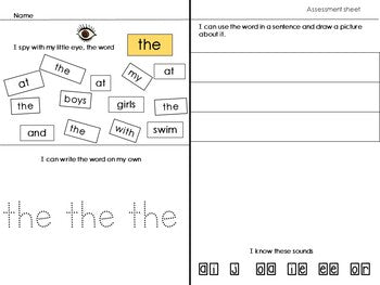 High Frequency Words and initial sounds.  Star Words Level 4