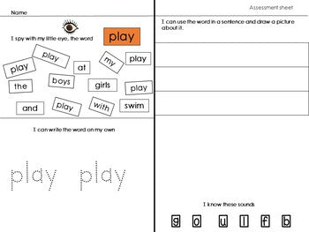 High Frequency Words and initial sounds.  Star Words Level 5