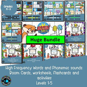 High Frequency Words and Phonemic sounds. Boom Cards, and worksheets,