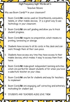 High Frequency Words and initial sounds. Level 5 BOOM cards