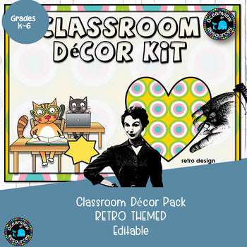 Classroom Decor pack RETRO DESIGN- Editable ideal for Bulletin Boards