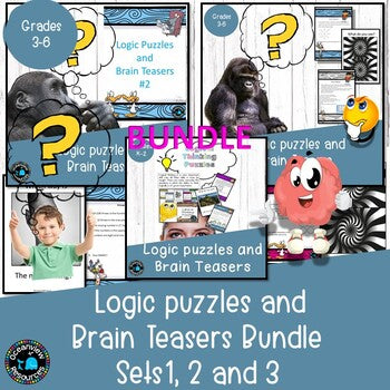 Math logic games and brain teasers - Sets 1, 2 and 3 BUNDLE