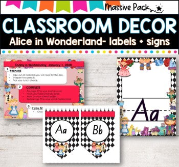 CLASSROOM DECOR l ALICE IN WONDERLAND l l Labels, signs, posters and charts