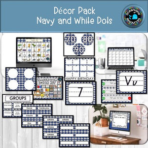 NAVY and WHITE Themed Decor Pack (Editable)