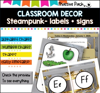 CLASSROOM DECOR l STEAMPUNK I Labels, signs, posters and charts