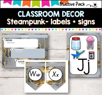 CLASSROOM DECOR l STEAMPUNK I Labels, signs, posters and charts