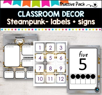 CLASSROOM DECOR l STEAMPUNK I Labels, signs, posters and charts