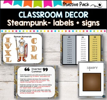 CLASSROOM DECOR l STEAMPUNK I Labels, signs, posters and charts