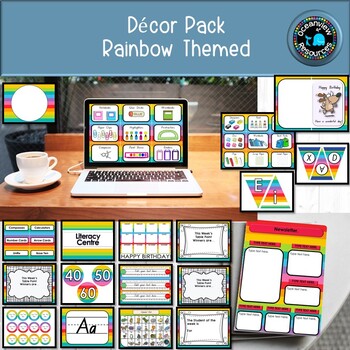 CLASSROOM DECOR I RAINBOW STRIPES I labels, signs, posters and charts