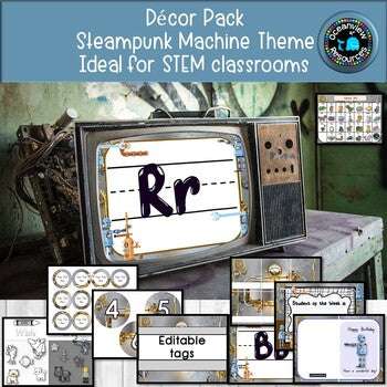 CLASSROOM DECOR l STEAMPUNK I Labels, signs, posters and charts