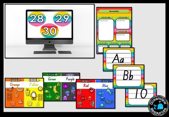 CLASSROOM DECOR I RAINBOW STRIPES I labels, signs, posters and charts