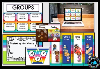 CLASSROOM DECOR I RAINBOW STRIPES I labels, signs, posters and charts