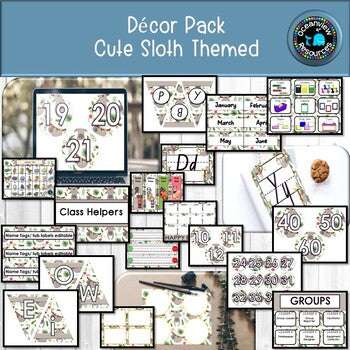 DECOR PACK -CUTE SLOTHS  design  (Editable)