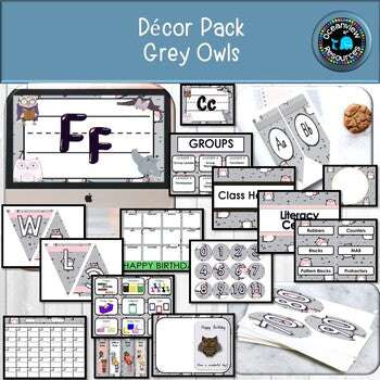 DECOR PACK -GREY OWLS DESIGN  (Editable)