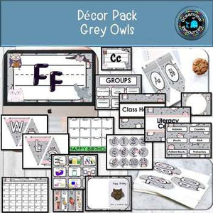 DECOR PACK -GREY OWLS DESIGN  (Editable)