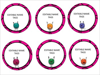 Classroom Signs and Name tags (Editable) PINK Half