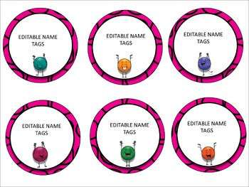 Classroom Signs and Name tags (Editable) PINK Half