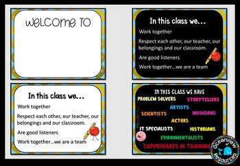 Classroom Signs and Name tags (Editable) TURQUOISE