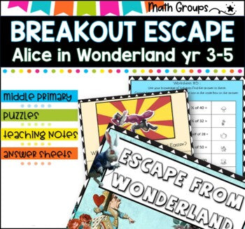 Breakout game I Escape from Wonderland Math Facts I grades 3-5