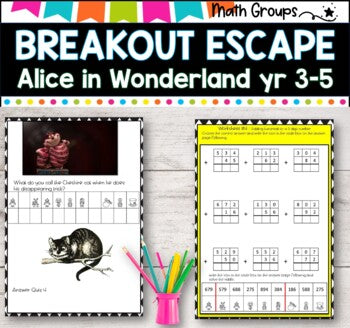 Breakout game I Escape from Wonderland Math Facts I grades 3-5