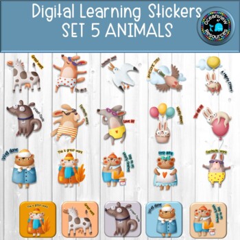 Digital Stickers Set 5 Animals-  Ideal for Distance Learning