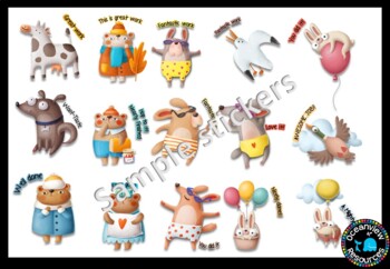 Digital Stickers Set 5 Animals-  Ideal for Distance Learning