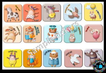 Digital Stickers Set 5 Animals-  Ideal for Distance Learning