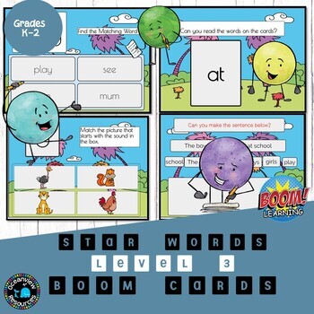 High Frequency Words and initial sounds. Star Words Level 3 BOOM CARDS