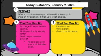 Editable Timetable for IWB- SPACE THEMED