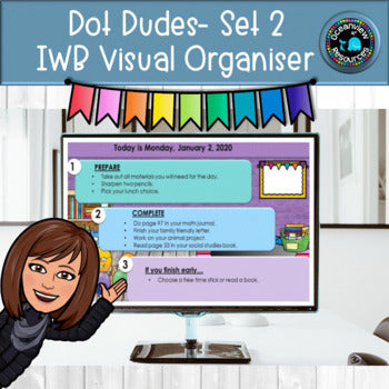 IWB Editable Visual Schedules- space theme, dot dudes and classroom themed