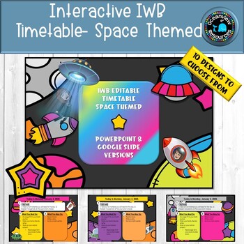 IWB Editable Visual Schedules- space theme, dot dudes and classroom themed