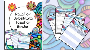 Sub Binder, Relief Teacher Binder - Doodle Flowers Design