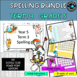 Spelling Pack for Term 3 Grade 5-Suitable for Distance Learning