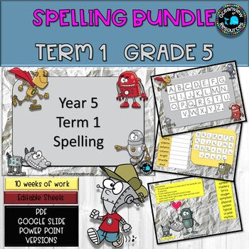 Spelling Pack for Term 1 Grade 5 - Suitable for Distance Learning