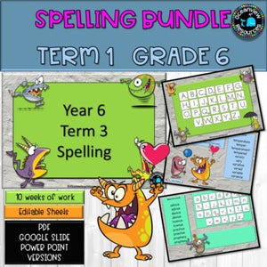 Spelling Pack for Term 1 Grade 6 - Suitable for Distance Learning