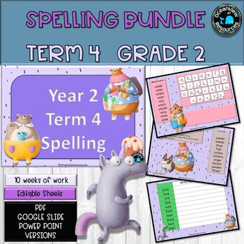 Spelling Pack for Term 4 Grade 2 - Suitable for Distance Learning