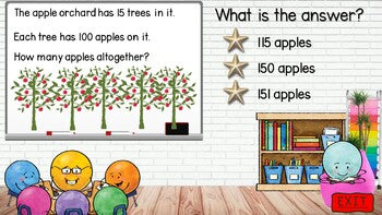 Farm Math Problems for Middle Primary students-Powerpoint game and worksheets