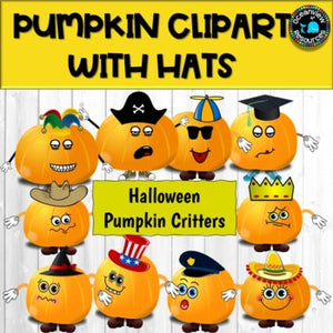 Pumpkin Faces - Cartoon Style WITH HATS.