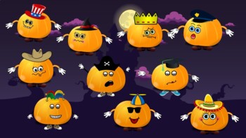 Pumpkin Faces - Cartoon Style WITH HATS.