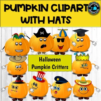 FUN Pumpkin CLIPART with and without hats