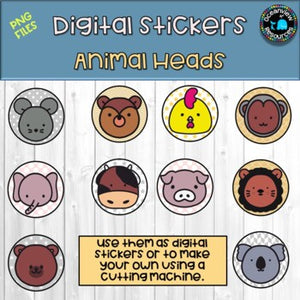 Digital Stickers- Animal Heads