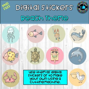 Digital Stickers- Beach Theme