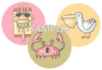 Digital Stickers- Beach Theme