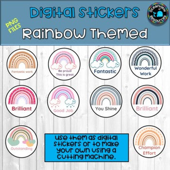 Digital Stickers- Happy Rainbows