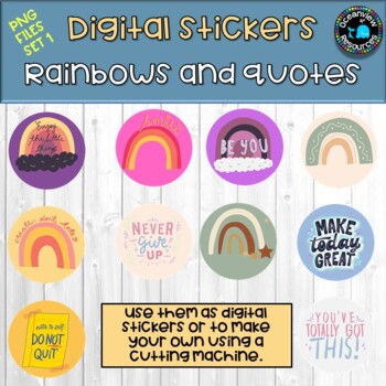 Digital Stickers-Rainbows and Quotes