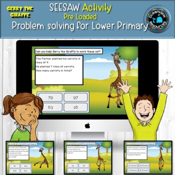 Number Problems for lower primary - Gerry the Giraffe  SEESAW preloaded activity