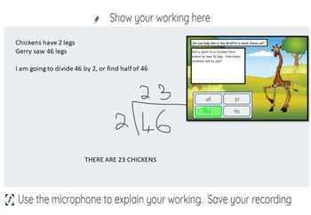 Number Problems for lower primary - Gerry the Giraffe  SEESAW preloaded activity