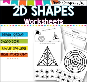 2D Shapes BUNDLE I Worksheets I Shape sorting I Posters